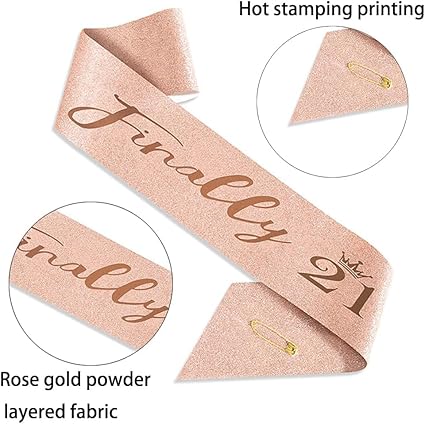 Ecomtwist 21st Birthday Sash & Tiara Set - Rose Gold “21 and Fabulous” Sash & Rhinestone Tiara - Perfect for 21st Birthday Gifts, Decorations, and Party Accessories