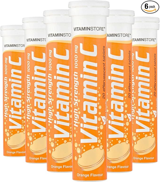 120 Vitamin C Orange 1000mg Effervescent Tablets *6 Packs of 20* HIGH Strength