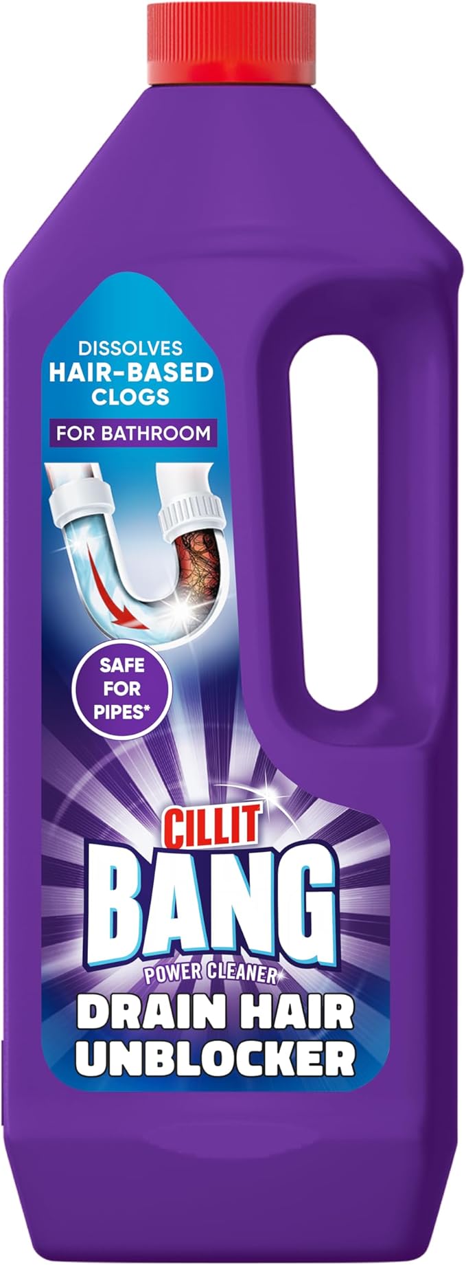 Cillit Bang Hair Drain Unblocker Gel, Dissolves Hair-Based Blockages, For Showers and Baths, 1 Litre (2 Uses)