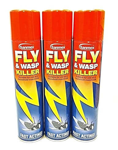 Sanmex 3 PCS FLY & WASP KILLER INSECTICIDE FAST ACTING PEST AEROSOL SPRAY 300ML