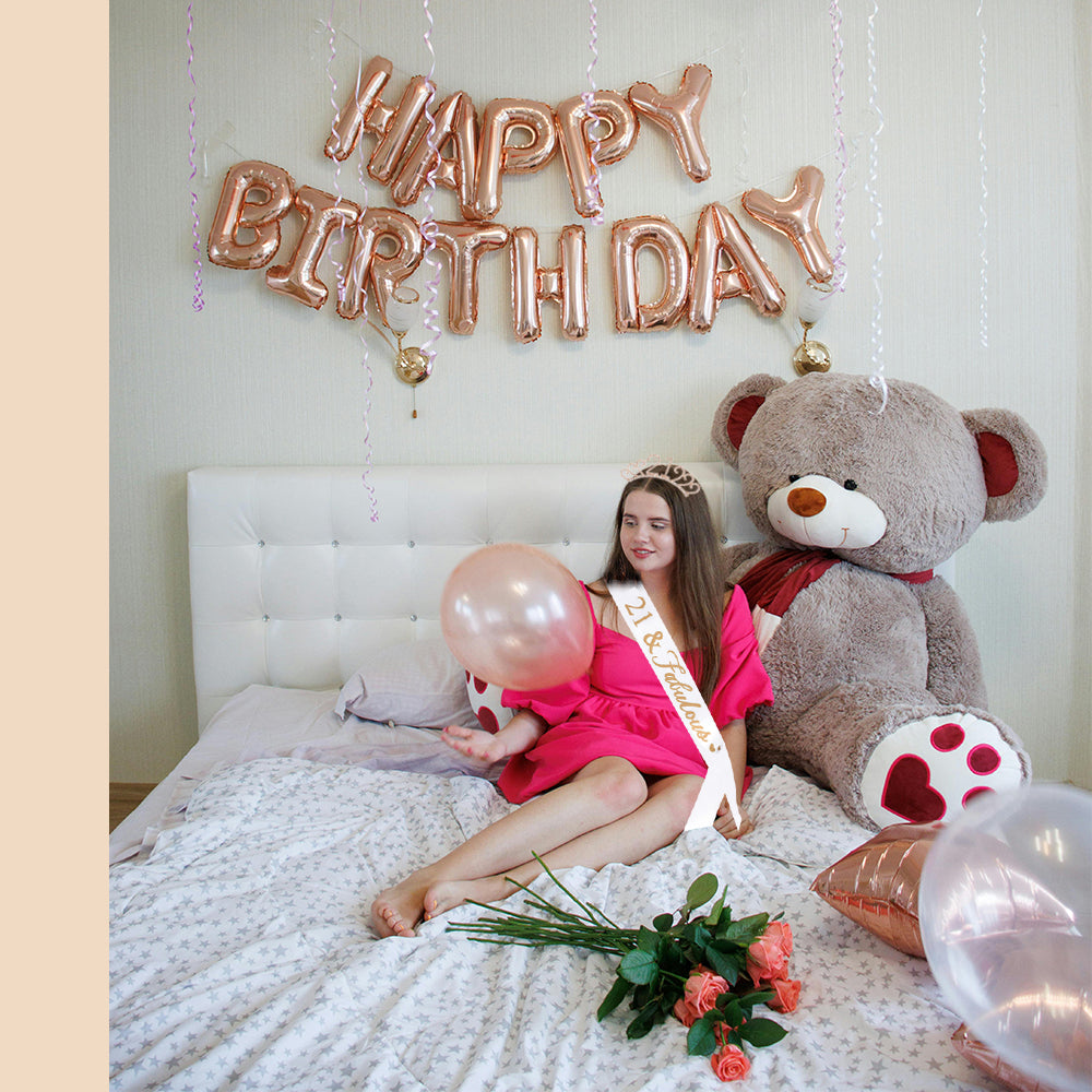 Ecomtwist 21st Birthday Sash & Tiara Set - Rose Gold “21 and Fabulous” Sash & Rhinestone Tiara - Perfect for 21st Birthday Gifts, Decorations, and Party Accessories