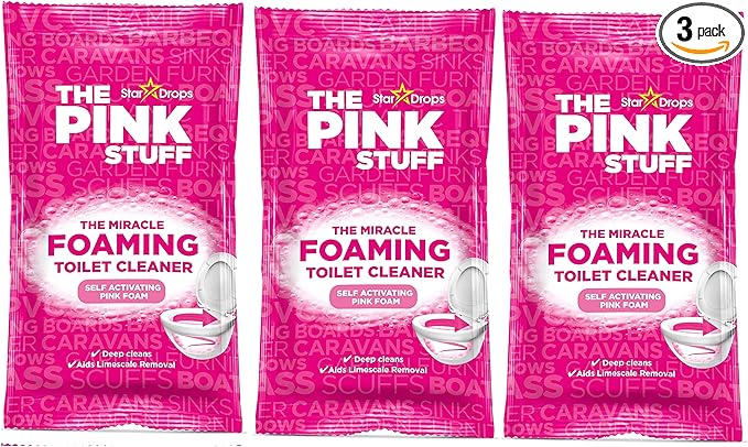 The Pink Stuff - The Miracle Foaming Toilet Bowl Cleaner Limescale Remover Powder - 3 Sachets