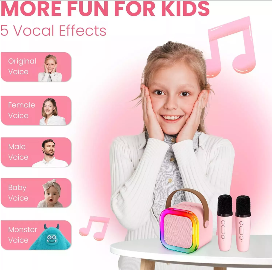 Kids Karaoke Machine 2 Microphones: Gift for Girls Boys Kids Birthday Present - Mini Karaoke Machine with Karaoke Wireless Microphones - Portable Music Speaker Toy for Ages 3-12 Children - Any Cololr Amazon RRP 17.99