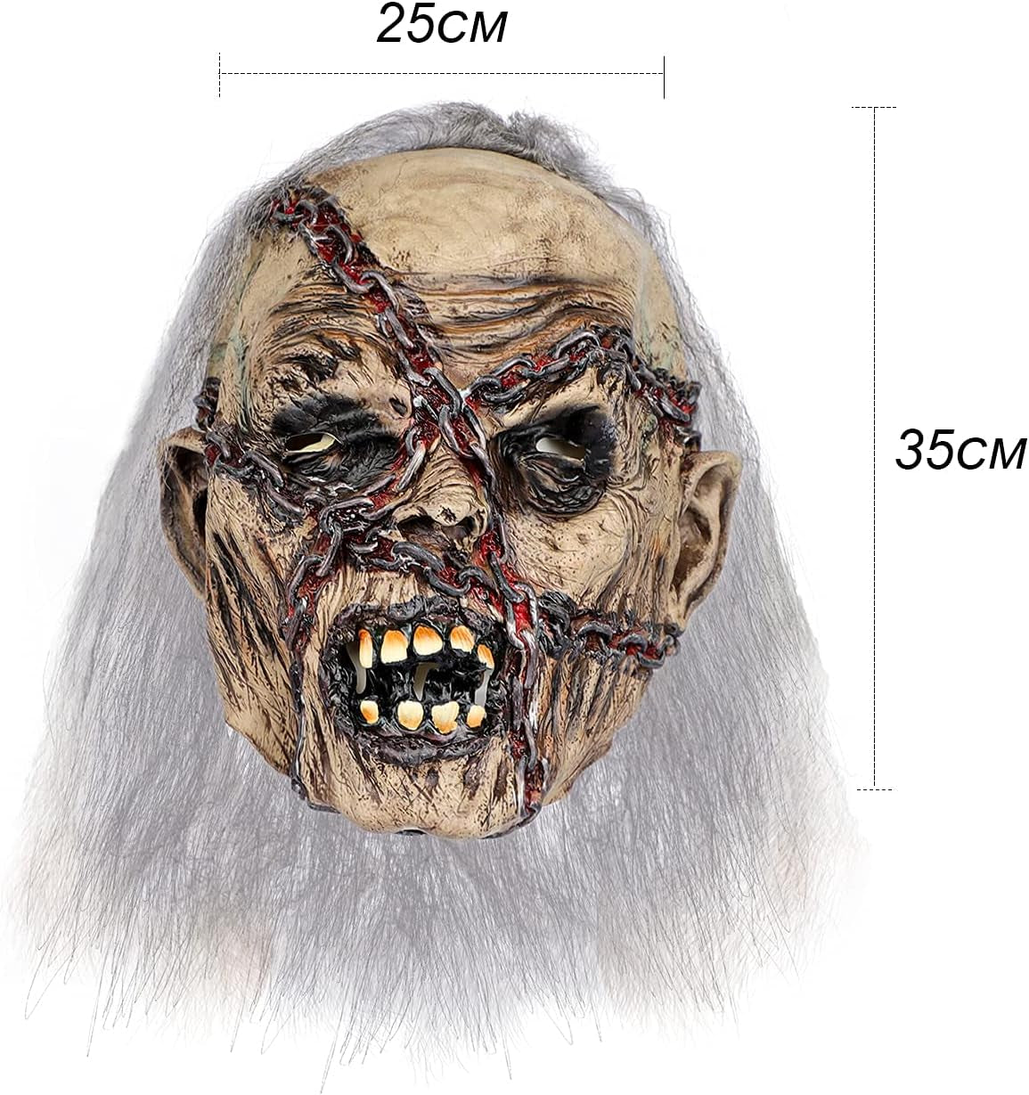 Halloween Horror Mask Creepy Party Mask Scary Cosplay Mask Evil Dead Mask Zombie Mask Halloween Ghost Mask with Hair Halloween Full Head Mask Horrible Mask Realistic for Halloween Cosplay Party