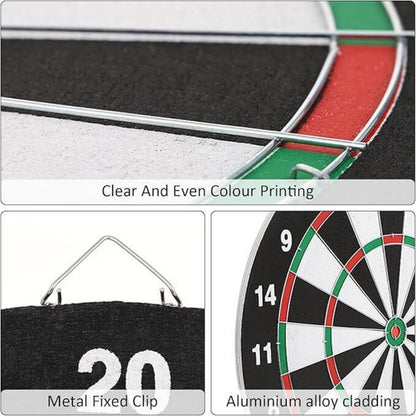 FULL SIZE 17" DARTBOARD SET 6 DARTS FUN FAMILY DART BOARD GAME ADULTS KIDS XMAS