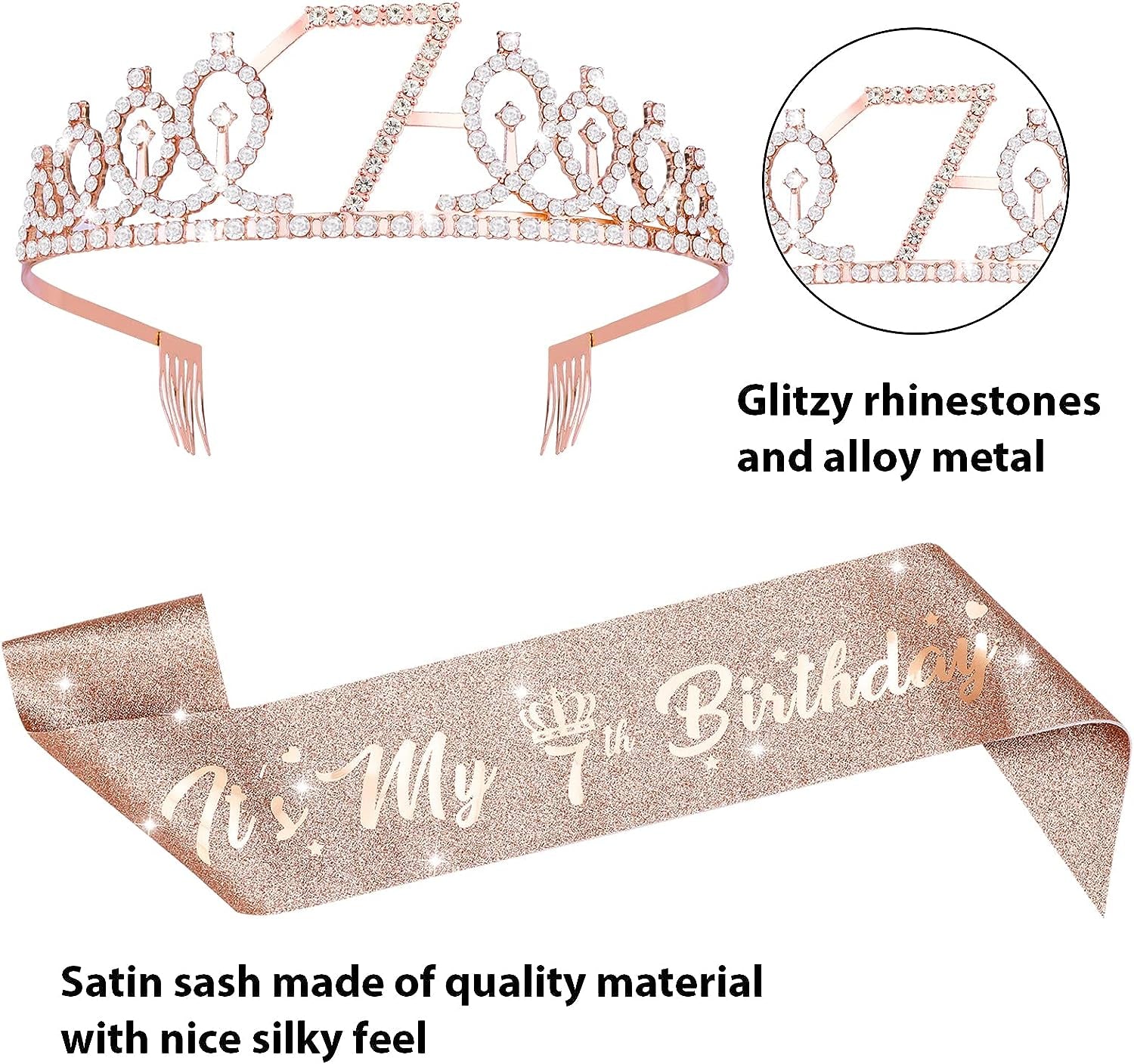 'It'S My 15Th Birthday' Sash and Tiara for Girls, Rose Gold Birthday Crown 15 &