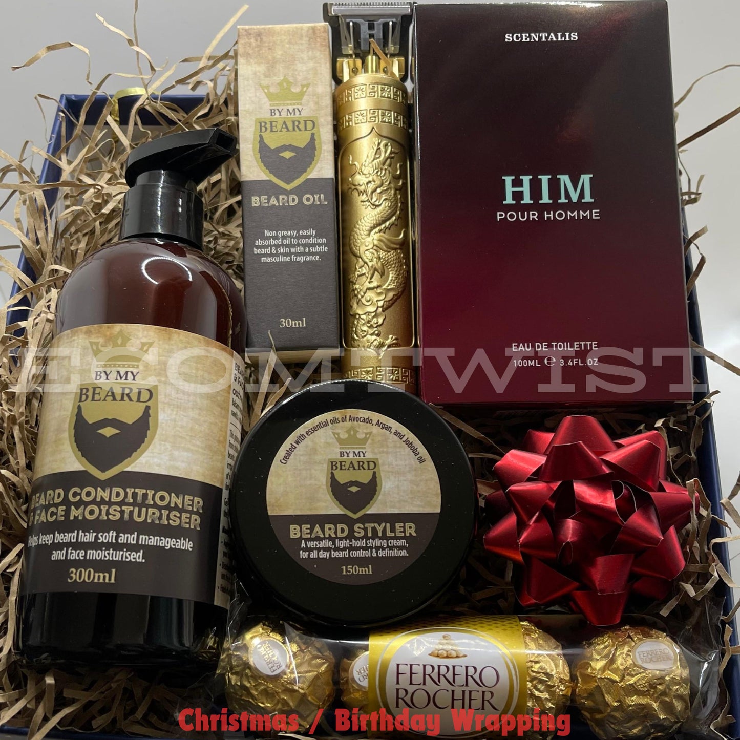 Men’S Christmas Beard Gift Hamper Basket Gift Idea for Him Dad Husband Granddad