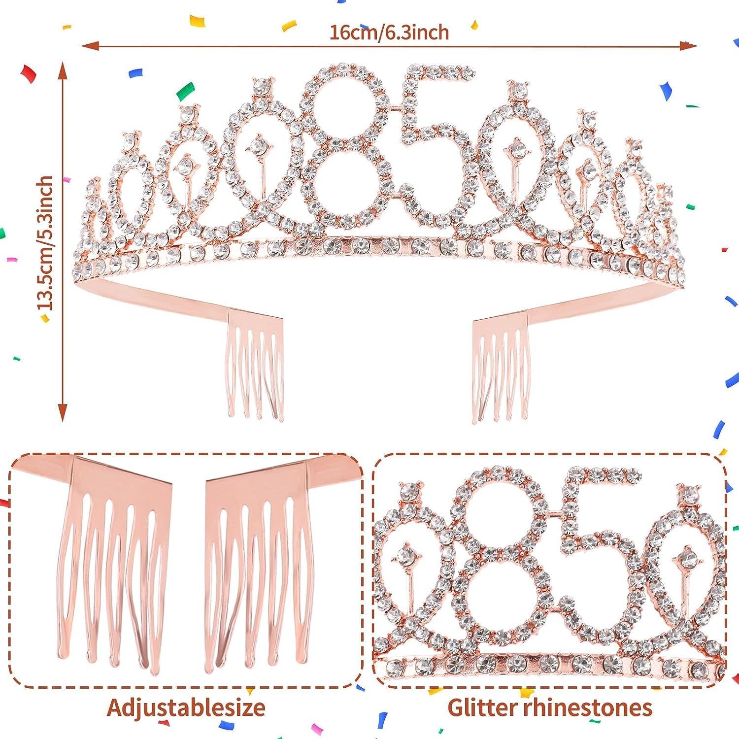 85Th Birthday Sash and Tiara Kit - Rose Gold 85& Fabulous Sash and Rhinestone Cr