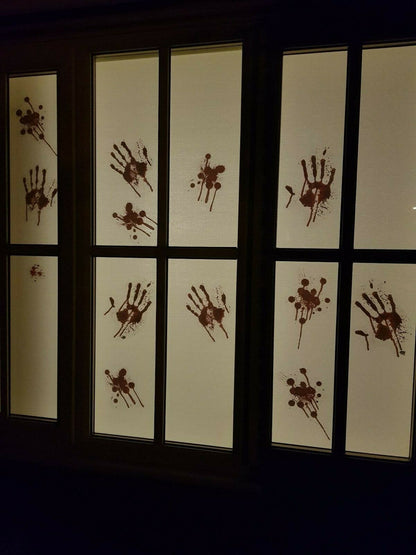 HALLOWEEN WINDOW STICKERS DECORATION SCARY BLOOD HAND PARTY BLOODY RED DECALS IT