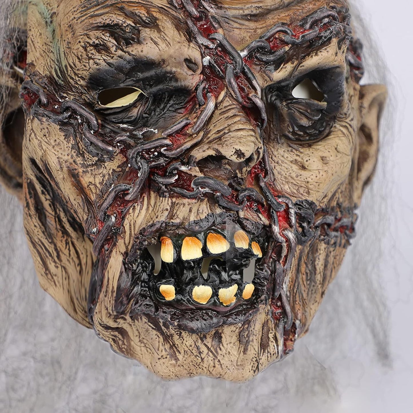 Halloween Horror Mask Creepy Party Mask Scary Cosplay Mask Evil Dead Mask Zombie Mask Halloween Ghost Mask with Hair Halloween Full Head Mask Horrible Mask Realistic for Halloween Cosplay Party