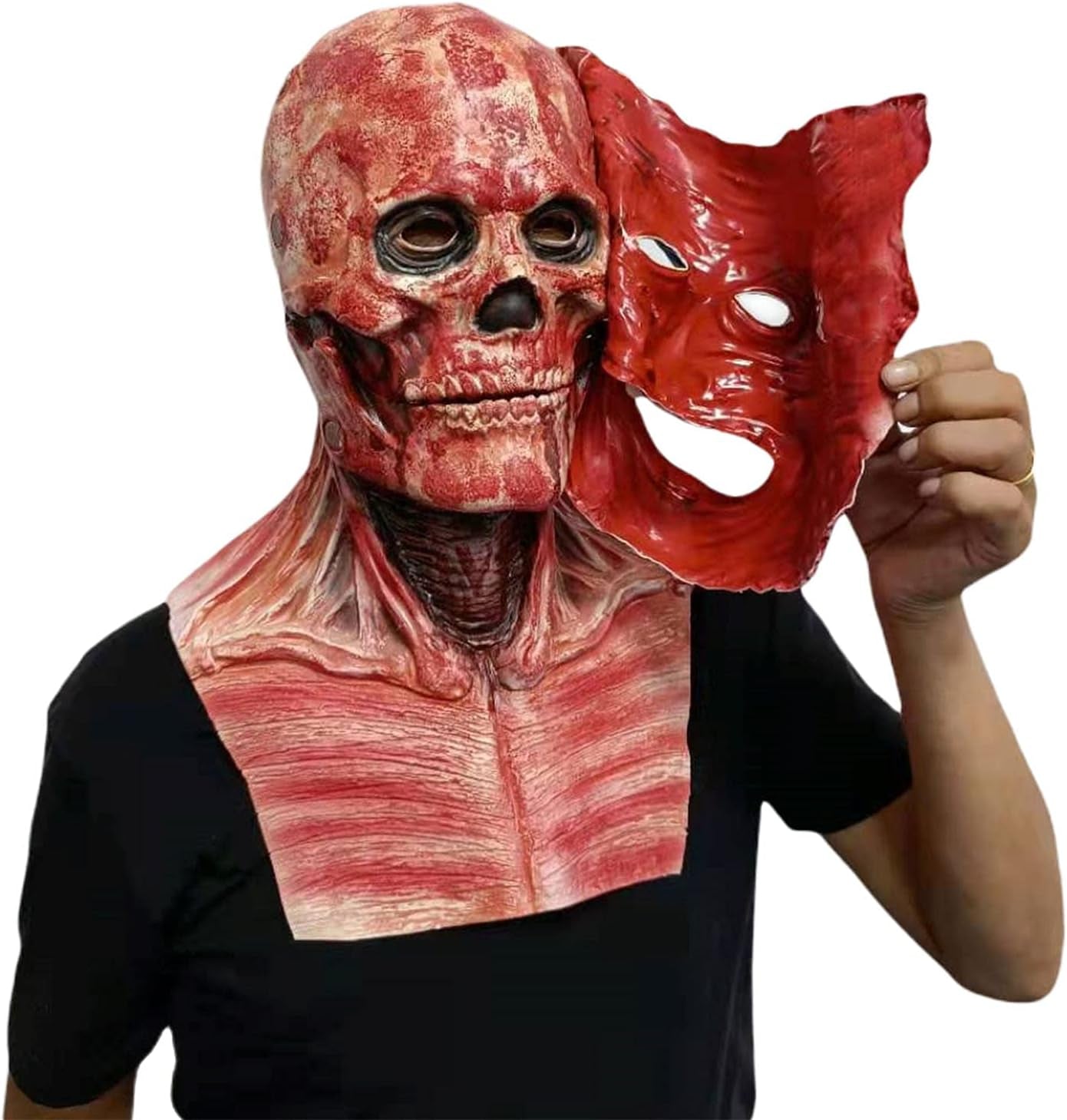 Halloween Skull Can Tear Open Double-Layer Mask, Halloween Horror Mask, Creepy Halloween Mask Smiling Demons Horror Evil Face Party Cosplay Props Halloween Party Decorations Props