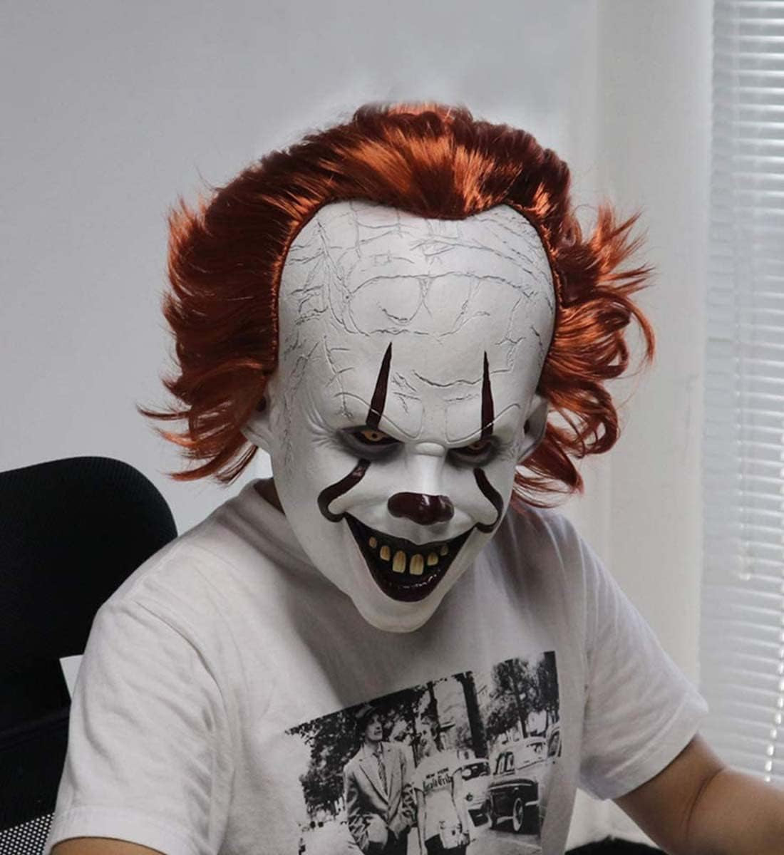  Scary Clown Latex Mask Joker Scary Creepy Halloween Costume Props Cosplay Face Mask for Adults, Kids