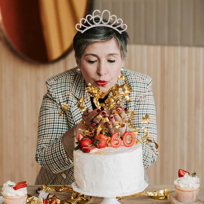 Ecomtwist 60th Celebration Sash & Crown Set - Rose Gold 60 and Fabulous Sash & Sparkling Rhinestone Crown - Ideal for 60th Birthday Gifts for Her, Milestone Party Decorations, and Accessories.
