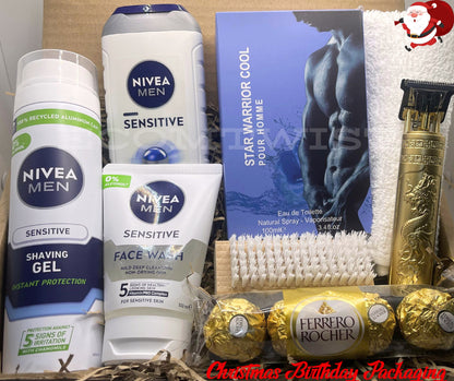 Nivea Men Sensitive Skin Care Gift Hamper Boyfriend Body Care Dad Christmas Set