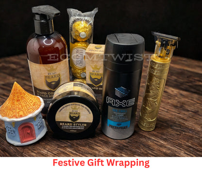 Men’S Christmas Beard Gift Hamper Basket Gift Idea for Him Dad Husband Granddad