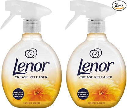 Lenor Crease Releaser Spray Removes Creases in Fabric, Summer Breeze Scent, Twin Pack, 2 x 500ml
