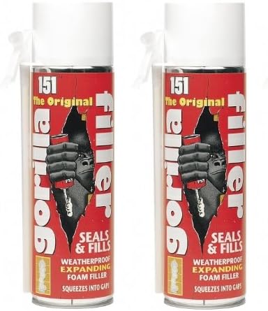 2 x Cans Of The Original Gorilla Filler Weatherproof expanding foam 500ml Each