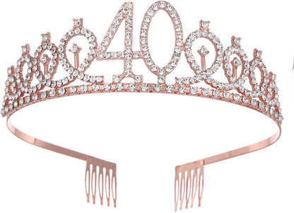 40 and Fabulous Sash & Rhinestone Tiara Set Crown 40Th Birthday Gifts for Women