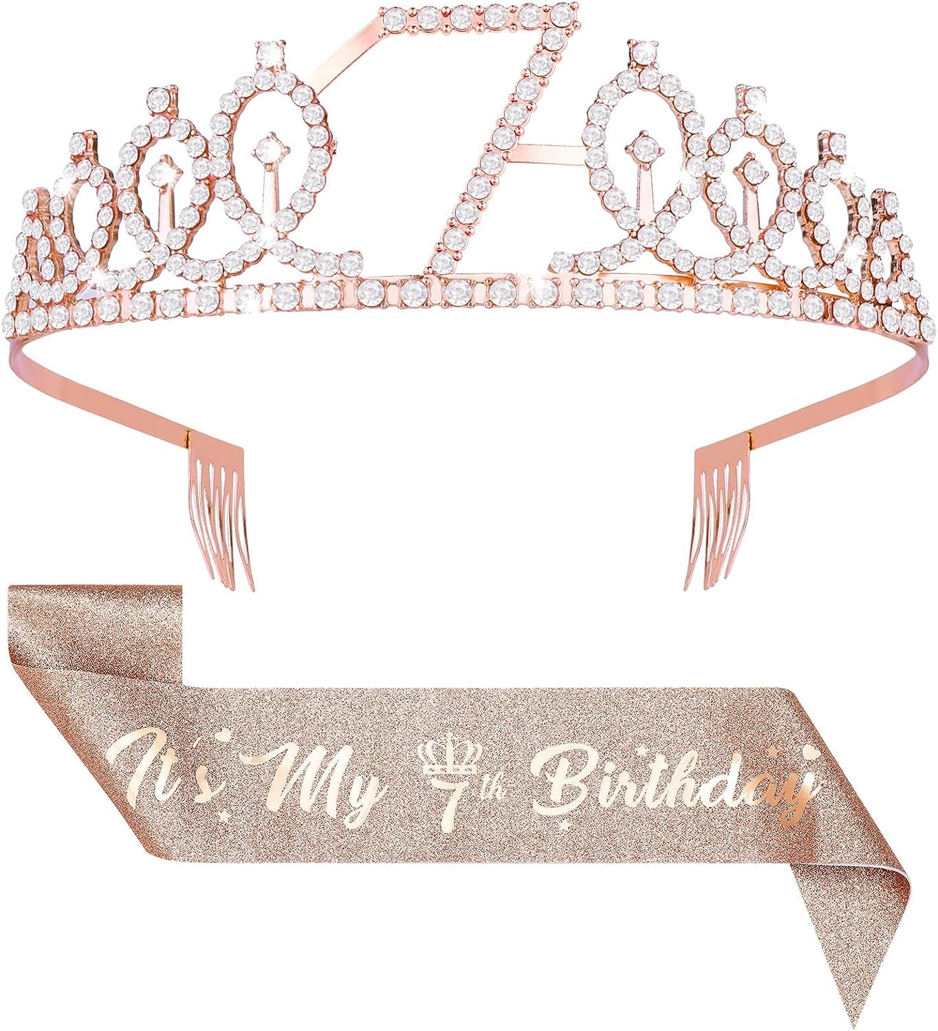 'It'S My 10Th Birthday' Sash and Tiara for Girls, Rose Gold Birthday Crown 10 &