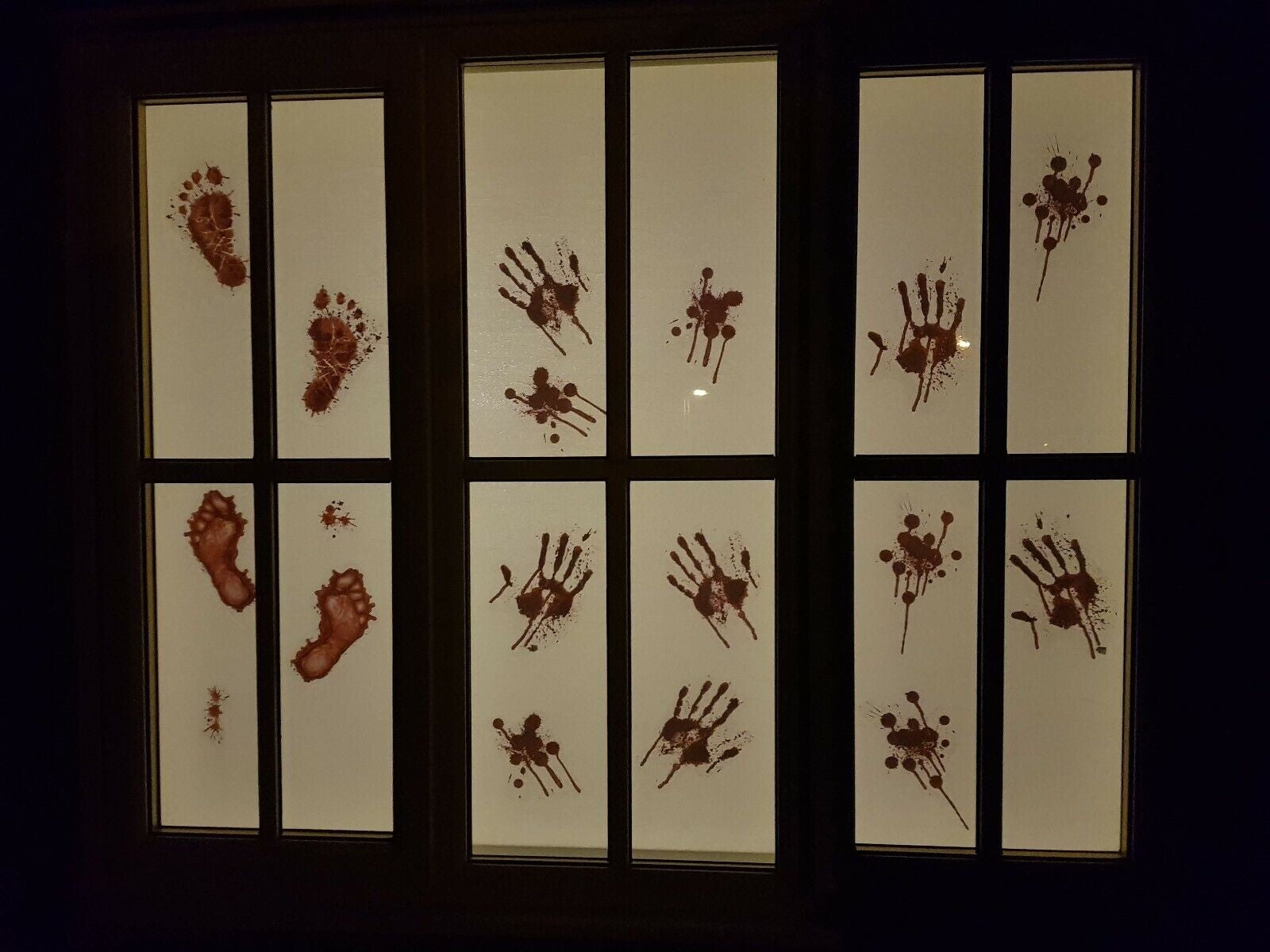 HALLOWEEN WINDOW STICKERS DECORATION SCARY BLOOD HAND PARTY BLOODY RED DECALS IT