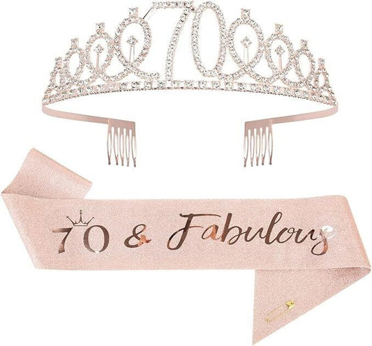 Birthday Crown Sash and Tiara Kit Gifts 70Th