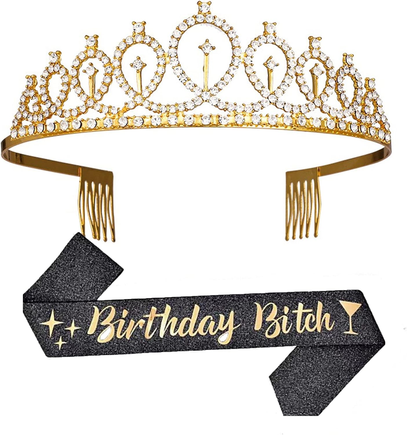 Leixi Birthday Queen Sash & Rhinestone Tiara Kit - 21St 30Th Birthday Gifts Birthday Sash for Women Birthday Party Supplies (Rose Gold)