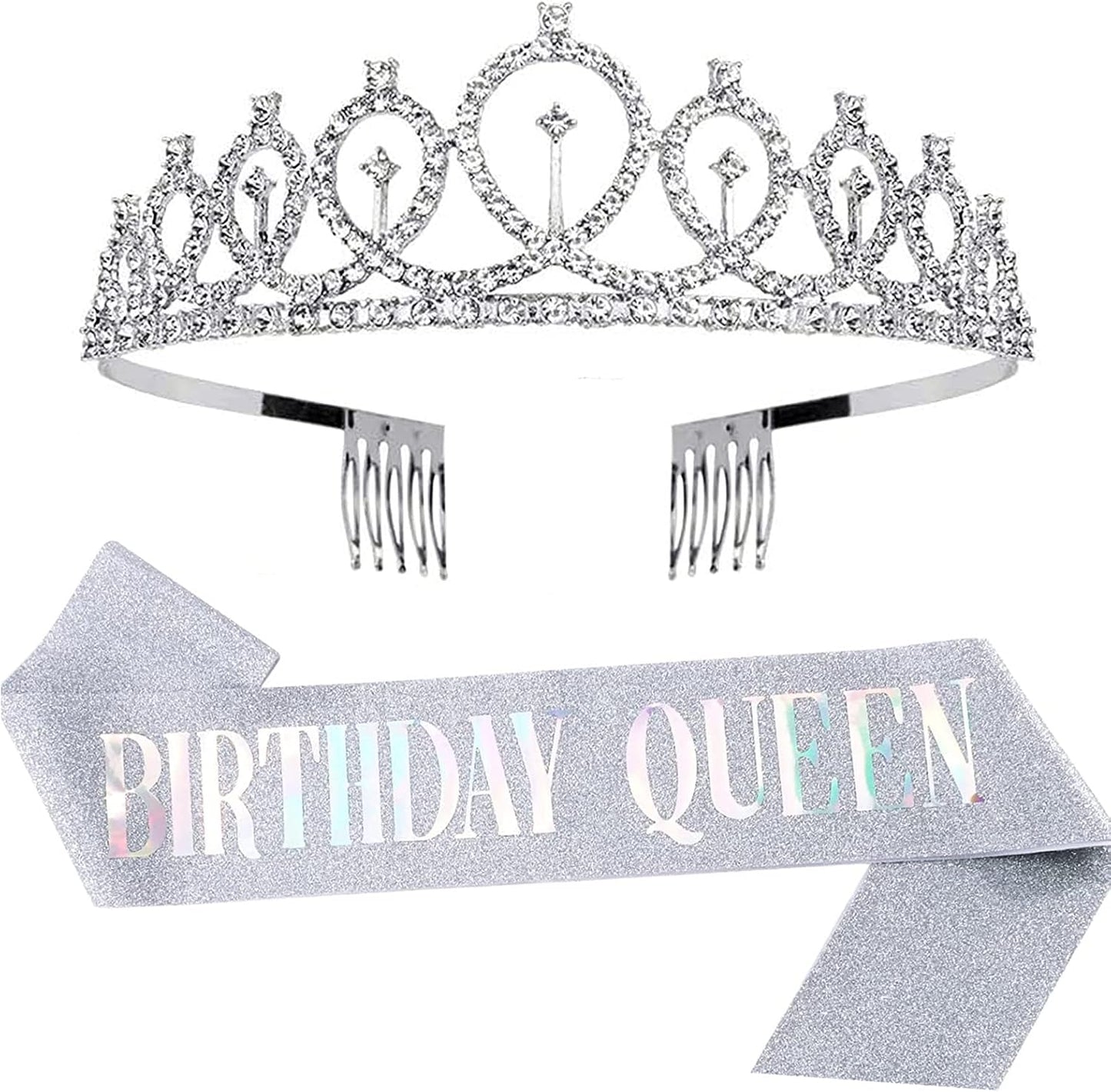 Leixi Birthday Queen Sash & Rhinestone Tiara Kit - 21St 30Th Birthday Gifts Birthday Sash for Women Birthday Party Supplies (Rose Gold)