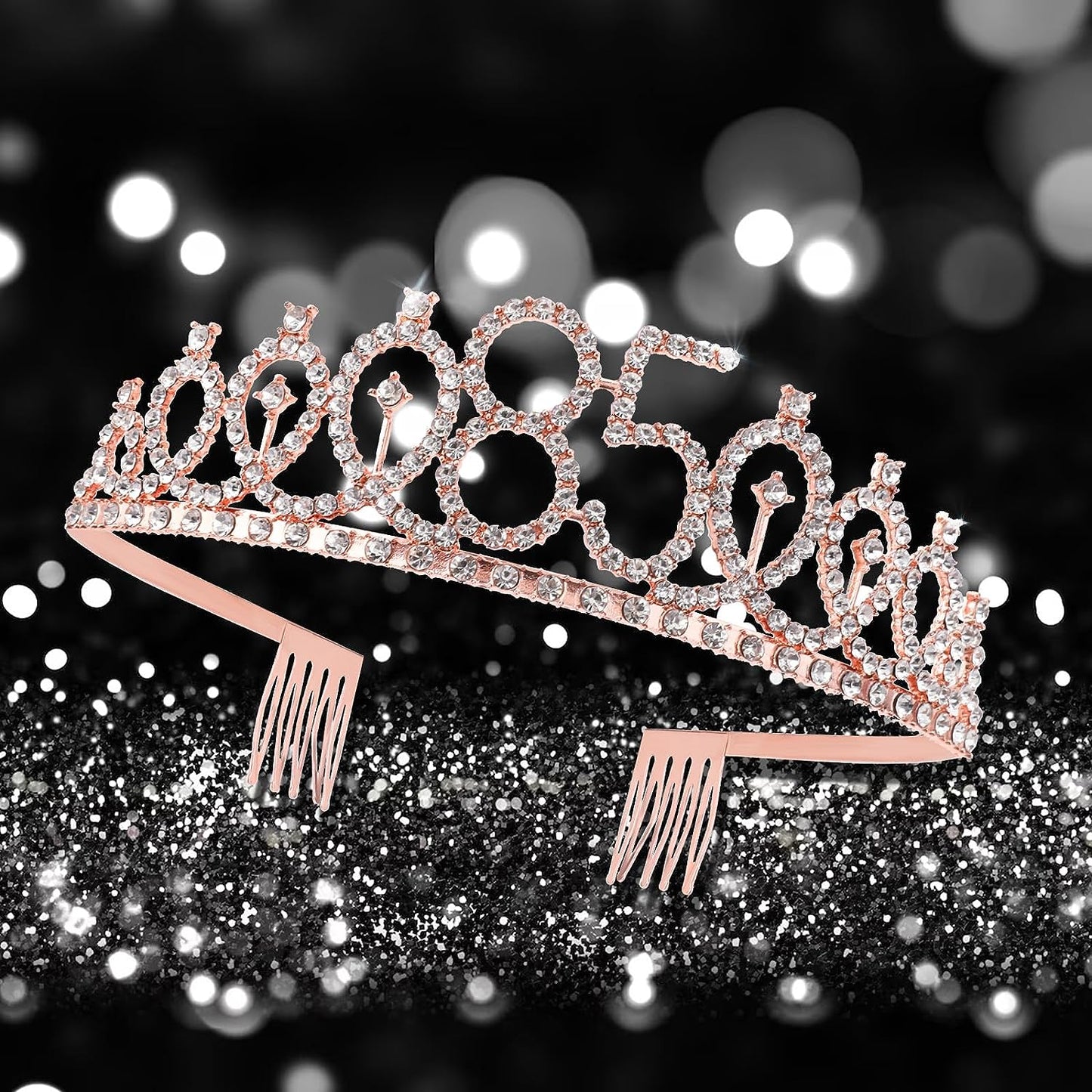 85Th Birthday Sash and Tiara Kit - Rose Gold 85& Fabulous Sash and Rhinestone Cr