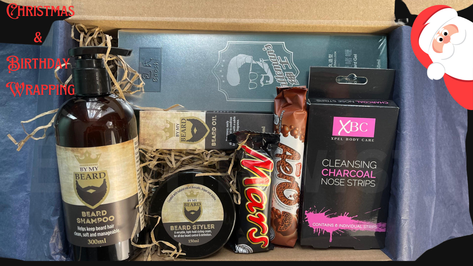 Men’S Christmas Beard Gift Hamper Basket Gift Idea for Him Dad Husband Granddad