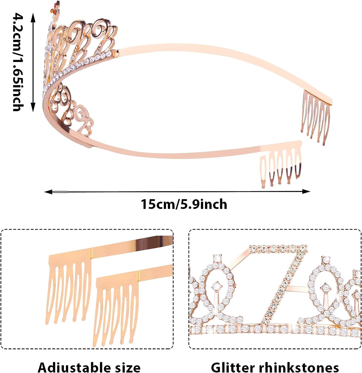 'It'S My 15Th Birthday' Sash and Tiara for Girls, Rose Gold Birthday Crown 15 &