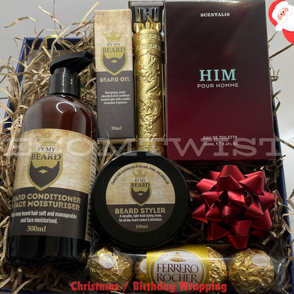 Men’S Christmas Beard Gift Hamper Basket Gift Idea for Him Dad Husband Granddad