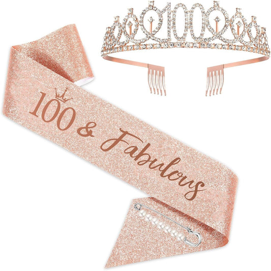 100Th Birthday Sash and Tiara for Girls, Birthday Gifts Girls Birthday Crown