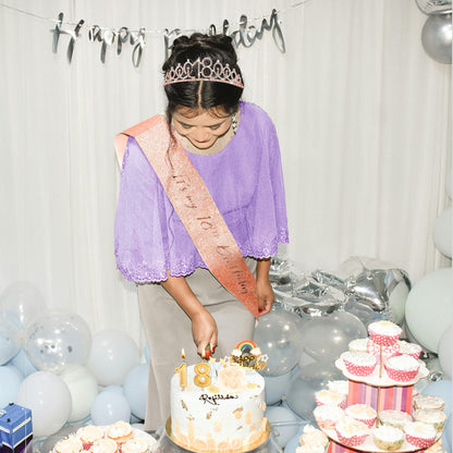 Ecomtwist 18th Birthday Sash & Tiara Set - Elegant Rose Gold Glitter Sash with It's my 18th Birthday Text and Sparkling Rhinestone Tiara - Celebrating Her Milestone 18th birthday gifts for girls