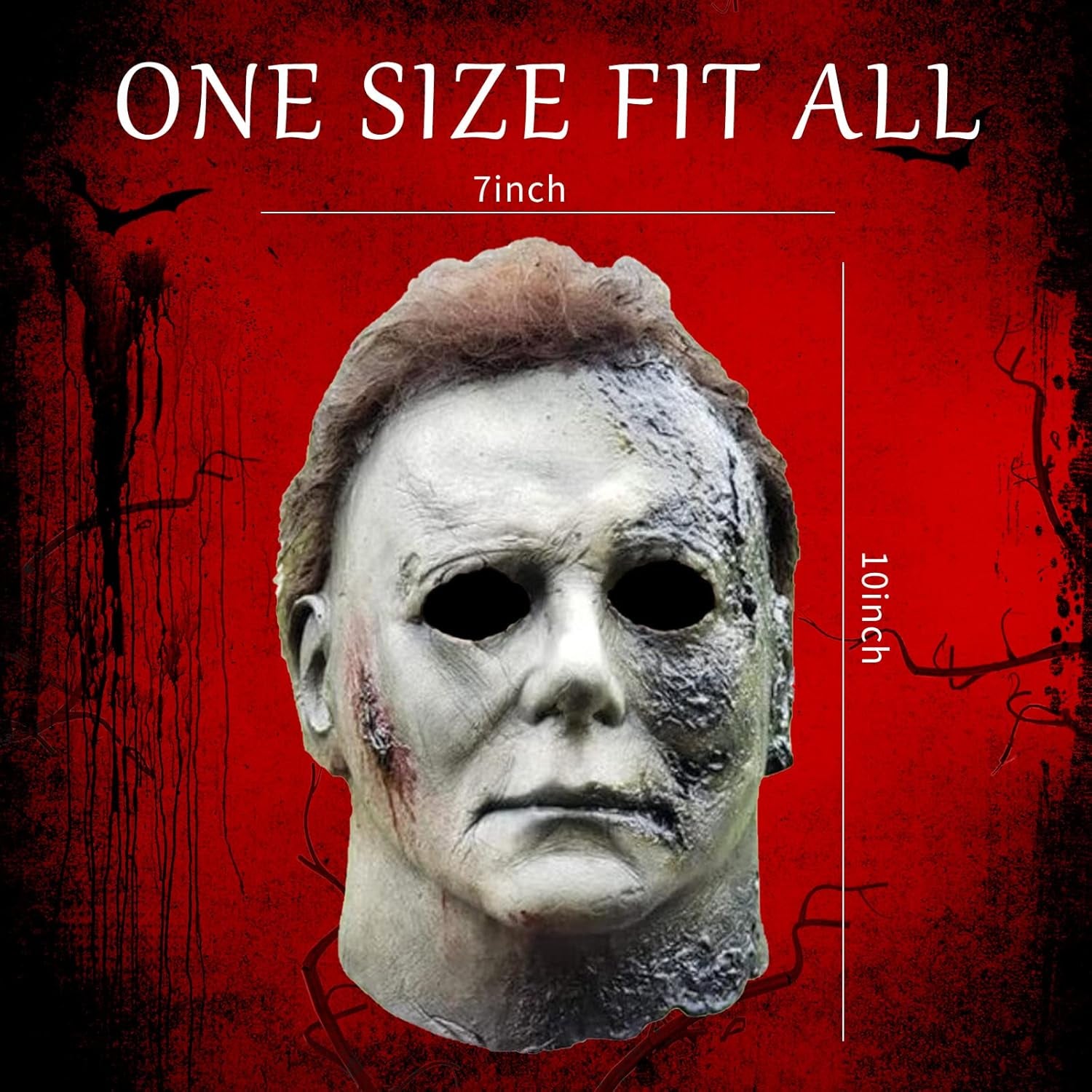  Michael Myers Mask for Adults, Original Micheal Myers Face - Halloween 1978, Full Head Mask Halloween Horror Face Headgear Latex Rubber with Hair, Includes Knife and Keychain