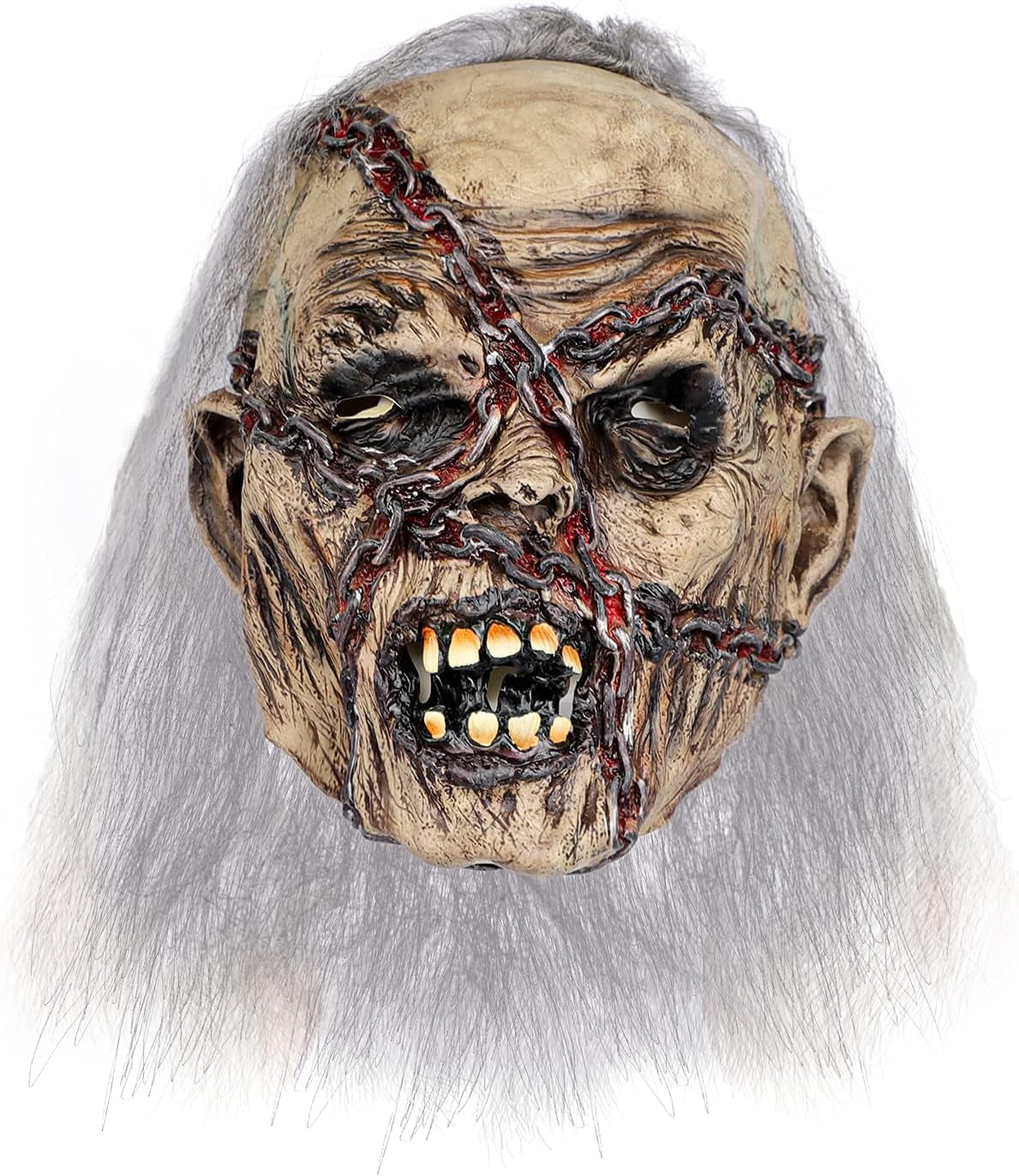 Halloween Horror Mask Creepy Party Mask Scary Cosplay Mask Evil Dead Mask Zombie Mask Halloween Ghost Mask with Hair Halloween Full Head Mask Horrible Mask Realistic for Halloween Cosplay Party