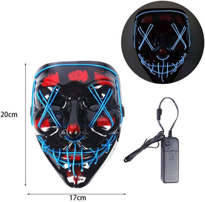 Halloween Mask, LED Light up Mask with 3 Light Modes, Glow LED Face Mask for Halloween Festival Cosplay Halloween Costume Party Decorations