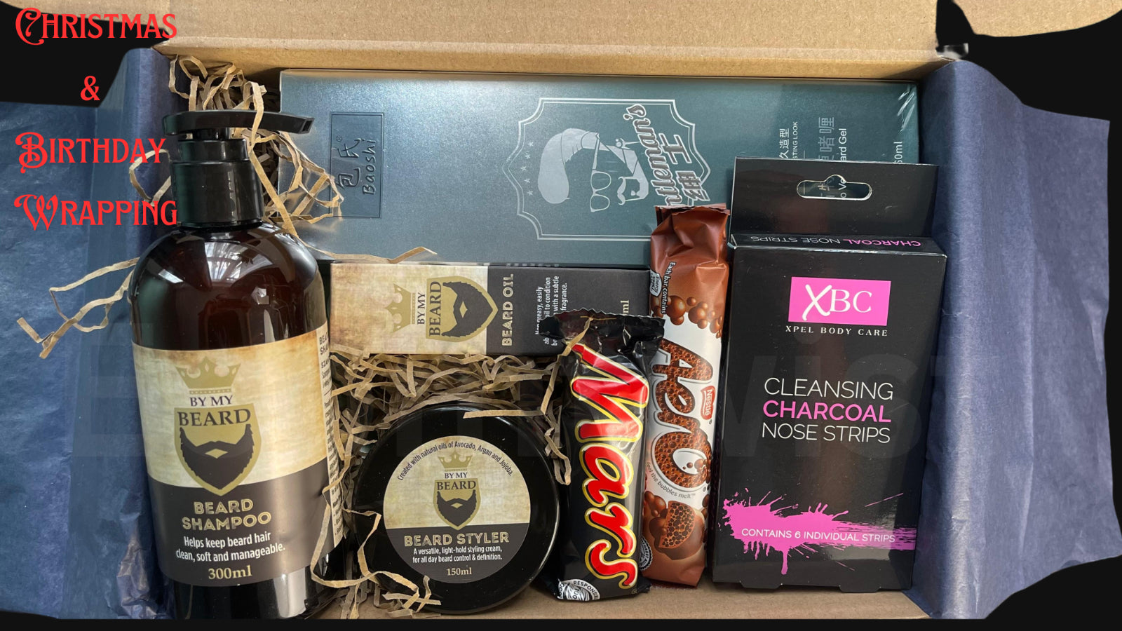 Men’S Christmas Beard Gift Hamper Basket Gift Idea for Him Dad Husband Granddad