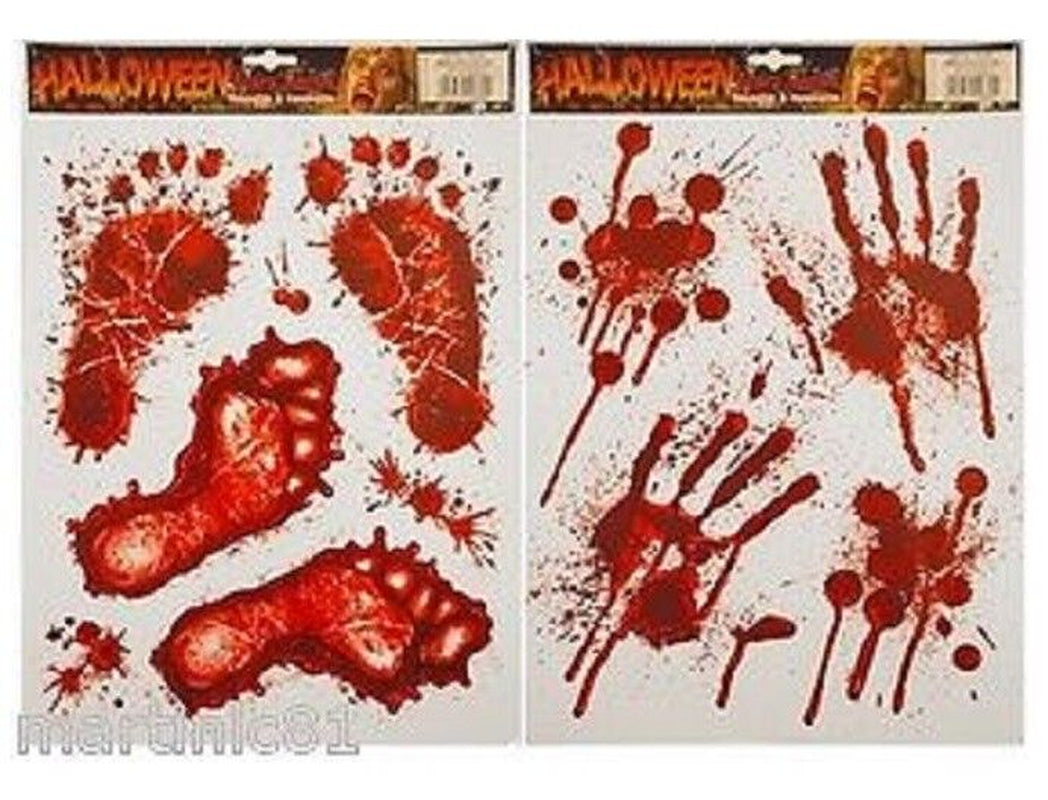 HALLOWEEN WINDOW STICKERS DECORATION SCARY BLOOD HAND PARTY BLOODY RED DECALS IT