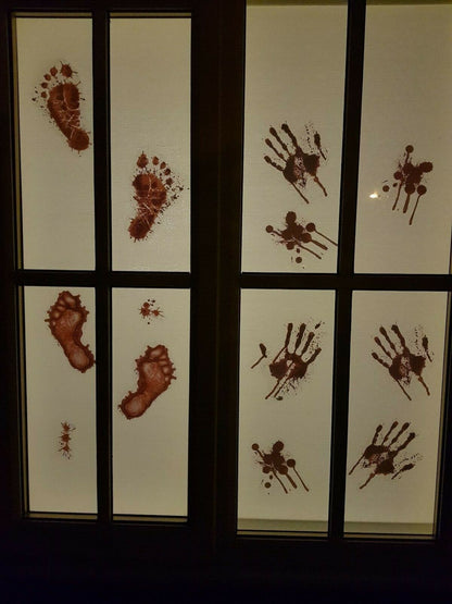 HALLOWEEN WINDOW STICKERS DECORATION SCARY BLOOD HAND PARTY BLOODY RED DECALS IT