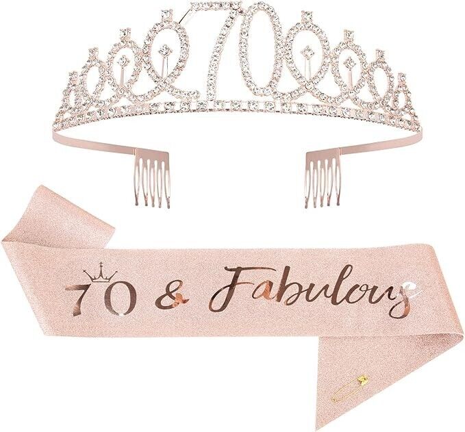 Birthday Crown Sash and Tiara Kit Gifts 70th