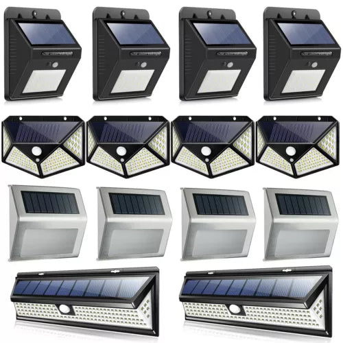 Solar Power Motion Sensor Wall Lights 100 LED Outdoor Garden Security Lamp
