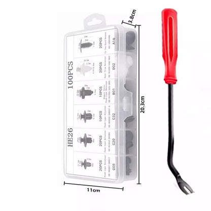 100Pcs Car Trim Clips Pins Retainers Rivet Panel Fasteners Bumper Removal Tools