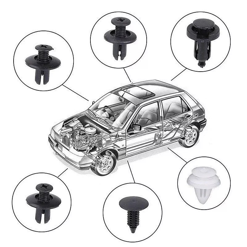 100Pcs Car Trim Clips Pins Retainers Rivet Panel Fasteners Bumper Removal Tools