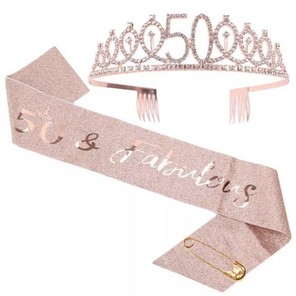 Birthday Crown Sash and Tiara Kit  10/13/15/16/21/30/ 50th birthday decorations