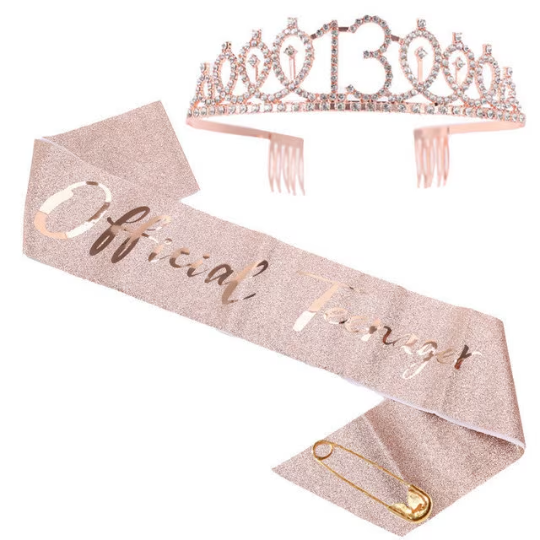 Birthday Crown Sash and Tiara Kit  10/13/15/16/21/30/ 50th birthday decorations